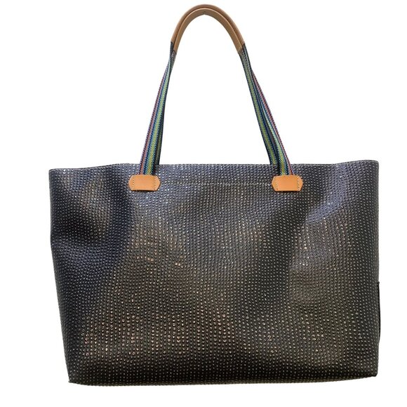 NWOT Consuela Fiesta Leopard Print & Black Tote Bag With Rainbow Straps L - Picture 2 of 6